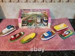 Vintage Set Of 8 Strombecker Harbor Master Power Boats For Parts Or Restoration