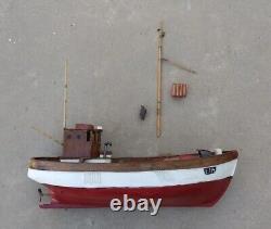 Vintage Shrimp Trawler Work Boat Wooden Fishing Model 20 For Display Parts