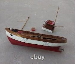 Vintage Shrimp Trawler Work Boat Wooden Fishing Model 20 For Display Parts