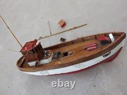 Vintage Shrimp Trawler Work Boat Wooden Fishing Model 20 For Display Parts