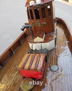Vintage Shrimp Trawler Work Boat Wooden Fishing Model 20 For Display Parts