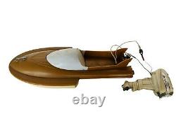 Vintage Speed Boat Chris Craft toy plastic speedboat Evinrude Parts Repair Tan