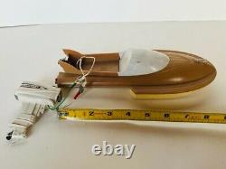 Vintage Speed Boat Chris Craft toy plastic speedboat Evinrude Parts Repair Tan