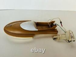 Vintage Speed Boat Chris Craft toy plastic speedboat Evinrude Parts Repair Tan