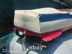 Vintage Speed Boat Toy Model Handmade Wood Metal Large Heavy Parts