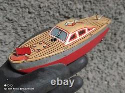 Vintage Speed Boat Toy Model Handmade Wood Metal Large Heavy Parts