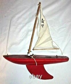 Vintage Star Yacht Red Wooden Pond Sailboat SY1 Birkenhead England -Parts Repair