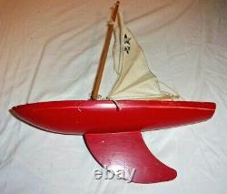 Vintage Star Yacht Red Wooden Pond Sailboat SY1 Birkenhead England -Parts Repair