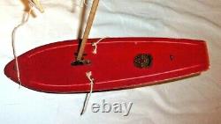 Vintage Star Yacht Red Wooden Pond Sailboat SY1 Birkenhead England -Parts Repair