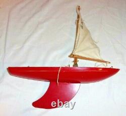 Vintage Star Yacht Red Wooden Pond Sailboat SY1 Birkenhead England -Parts Repair
