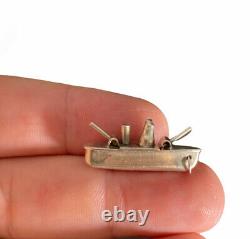 Vintage Sterling Silver Battleship Charm Boat Gunship Boat 3D