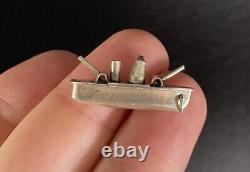 Vintage Sterling Silver Battleship Charm Boat Gunship Boat 3D