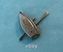 Vintage Sterling Silver Wood Row Boat Mechanical Articulated Bracelet Charm 1g