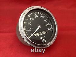 Vintage Stewart Warner 160mph Black & White 3 1/2 Speedometer Gauge 820343