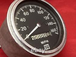 Vintage Stewart Warner 160mph Black & White 3 1/2 Speedometer Gauge 820343
