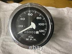 Vintage Sun 120 Mph Black & White 3 1/2 Speedometer Gauge