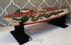 Vintage TMY ITO Dragon Wooden Speed Boat Motor-Battery Op Parts or Repair