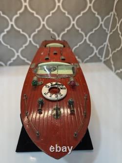 Vintage TMY ITO Dragon Wooden Speed Boat Motor-Battery Op Parts or Repair