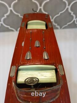 Vintage TMY ITO Dragon Wooden Speed Boat Motor-Battery Op Parts or Repair