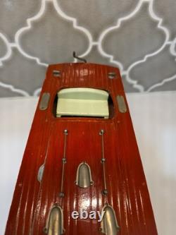 Vintage TMY ITO Dragon Wooden Speed Boat Motor-Battery Op Parts or Repair