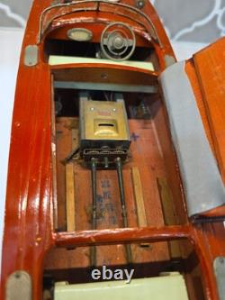 Vintage TMY ITO Dragon Wooden Speed Boat Motor-Battery Op Parts or Repair