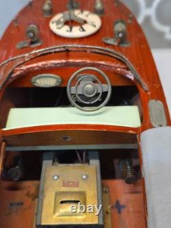 Vintage TMY ITO Dragon Wooden Speed Boat Motor-Battery Op Parts or Repair