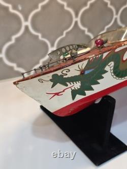 Vintage TMY ITO Dragon Wooden Speed Boat Motor-Battery Op Parts or Repair