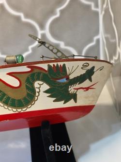 Vintage TMY ITO Dragon Wooden Speed Boat Motor-Battery Op Parts or Repair