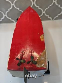 Vintage TMY ITO Dragon Wooden Speed Boat Motor-Battery Op Parts or Repair