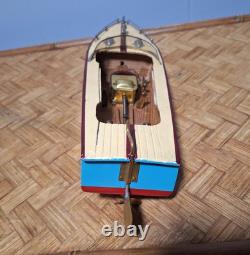 Vintage TMY Japan Tin Electric Boat KM-2 13 For Parts/Repair Motor Unteste