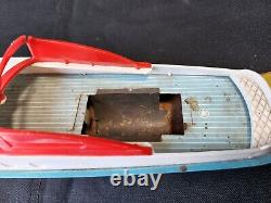 Vintage T. Cohn Pressed Tin Litho Speed Boat Battery Powered Parts Repair Only