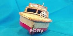 Vintage Tin Litho Japan Police Boat Wind Up Friction Toy Project Parts