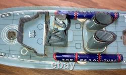 Vintage Tin Litho San Marusan Japan P5701 Pt Boat For Parts Display