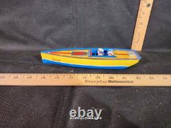 Vintage Tin Litho Toy Boat Yacht No Motor Parts Or Repair Only