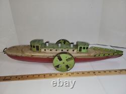 Vintage Tin Windup Bettsy Green # 165 Toys 26 Sidewheel Boat Parts /Repair
