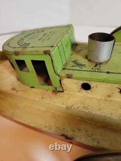Vintage Tin Windup Bettsy Green # 165 Toys 26 Sidewheel Boat Parts /Repair