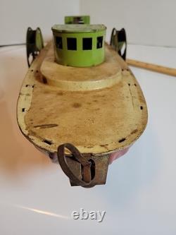 Vintage Tin Windup Bettsy Green # 165 Toys 26 Sidewheel Boat Parts /Repair