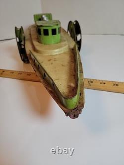Vintage Tin Windup Bettsy Green # 165 Toys 26 Sidewheel Boat Parts /Repair