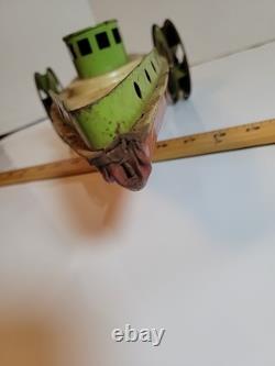 Vintage Tin Windup Bettsy Green # 165 Toys 26 Sidewheel Boat Parts /Repair