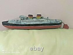 Vintage Toy Boat Ship Wind Up Gdr Ddr Germany Ww2 Antique Tin Metal For Parts