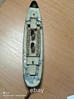 Vintage Toy Boat Ship Wind Up Gdr Ddr Germany Ww2 Antique Tin Metal For Parts