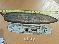 Vintage Toy Boat Ship Wind Up Gdr Ddr Germany Ww2 Antique Tin Metal For Parts