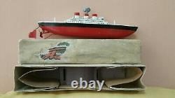 Vintage Toy Boat Ship Wind Up Gdr Ddr Germany Ww2 Antique Tin Metal For Parts