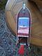 Vintage Toy Wooden Boat With Top & Most Of Electric Outboard Motor (parts)