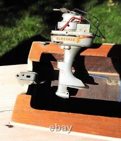 Vintage Toy Wooden Boat with Top & Most of Electric Outboard Motor (Parts)