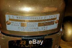 Vintage US NAVY Bureau Of Ships Mounted Compass 1943 C. G. Conn Ltd. Model 1
