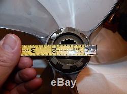 Vintage Used DAH Polished Stainless 3 Blade 14 Inch Boat Propeller For Mercury
