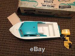 Vintage Viking Fleet Line Toy Battery Powered Boat, Johnson Motor & Box Parts