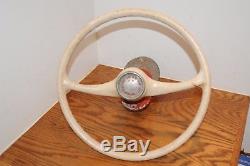 Vintage WC Wilcox Crittenden 15 Boat Star Steering Wheel Helm & Spool White Red