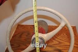 Vintage WC Wilcox Crittenden 15 Boat Star Steering Wheel Helm & Spool White Red